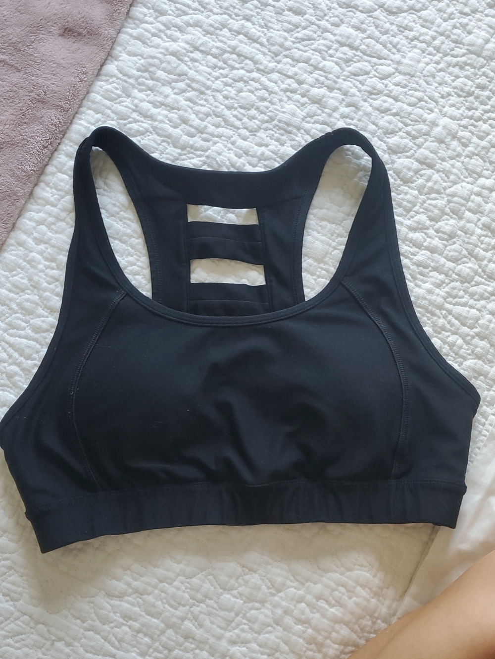 Ideology Black Racerback Sports Bra with Ladder Back Detail